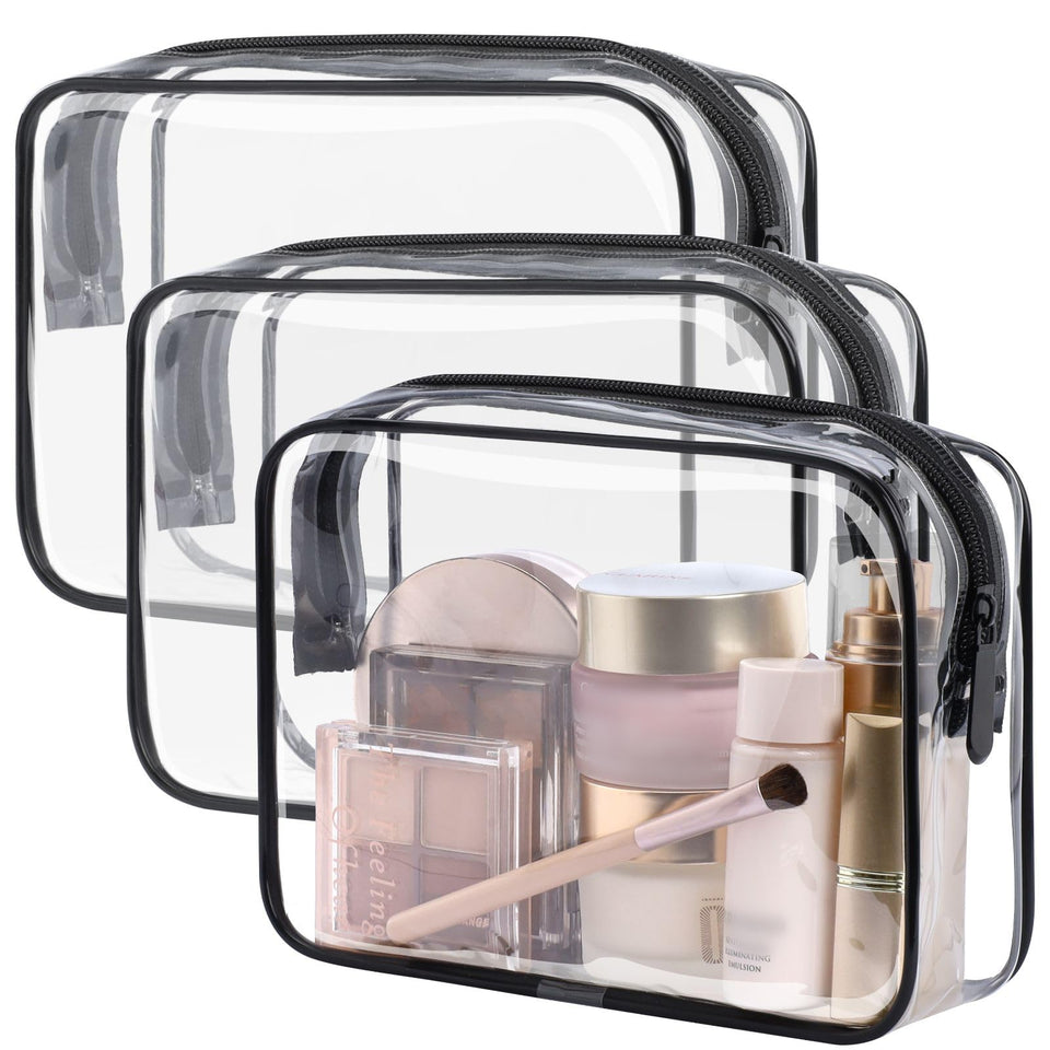 PACKISM front view showing clear toiletry bag for easy security checks