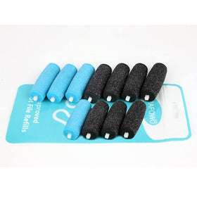 PAFOWO pack contents laid out showing seven extra-coarse and four regular-coarse refills