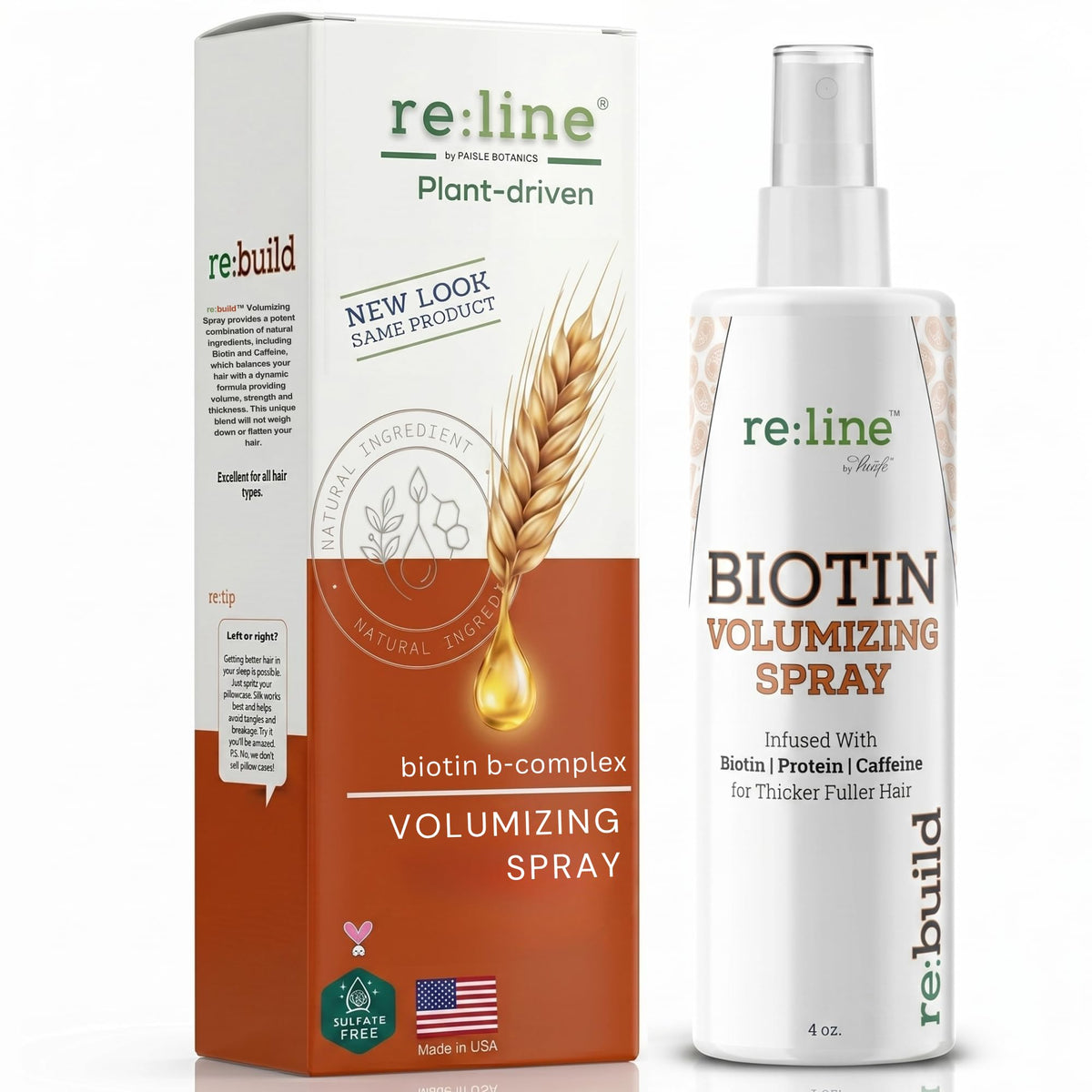 Paisle Botanics front packaging showing volumizing spray and clean formula benefits