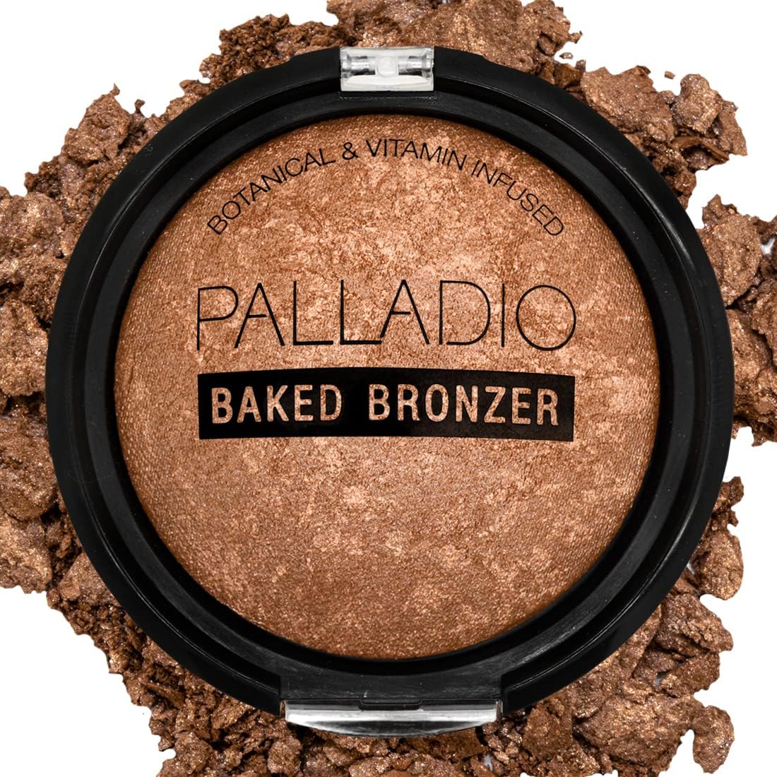 Palladio front compact showing bronzer shade and compact design for easy travel