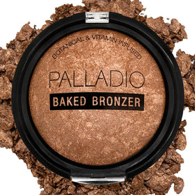 Palladio front compact showing bronzer shade and compact design for easy travel
