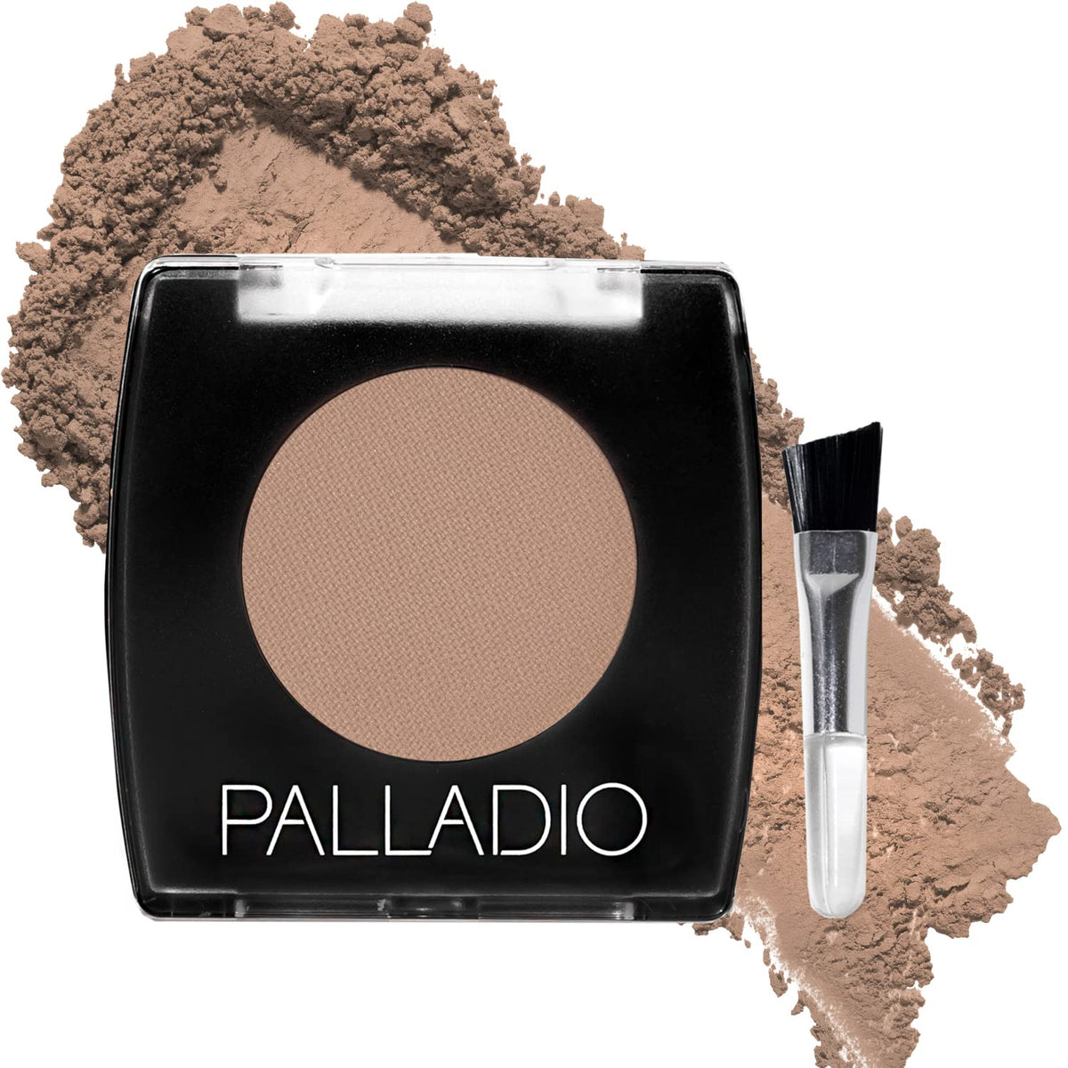 Palladio front compact showing taupe brow powder and tidy closure for travel