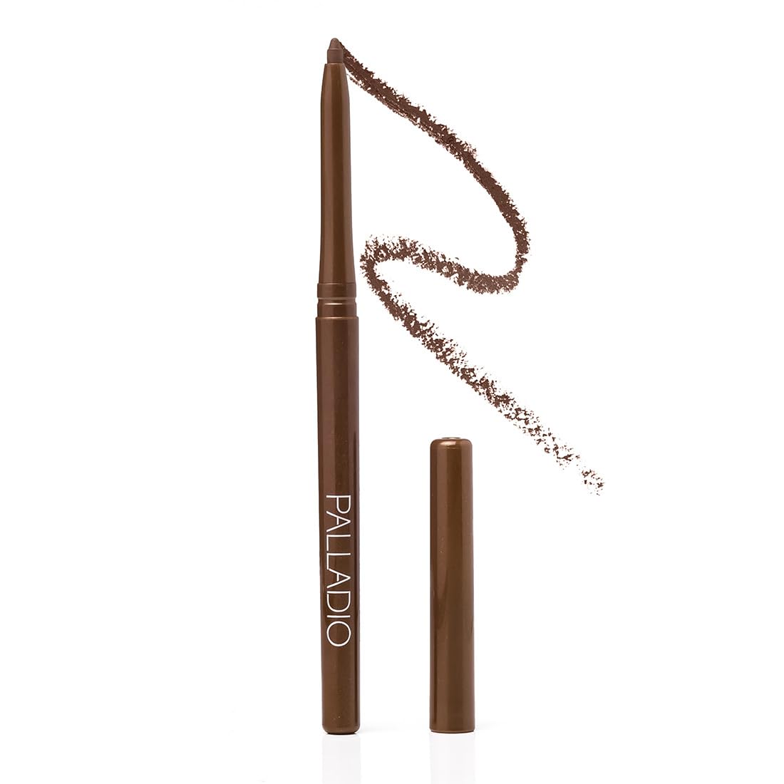 Palladio Brownie front packaging showing eyeliner and label, convenient twist-up design