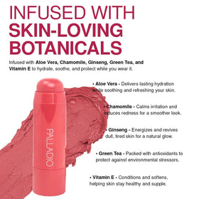 Palladio I'm Blushing swatch on arm demonstrating buildable color and natural finish