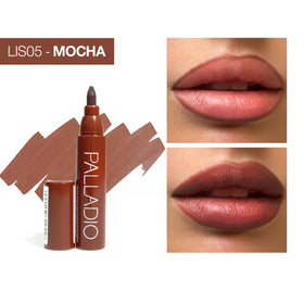 Palladio swatch on arm displaying mocha cream pigment and smooth payoff