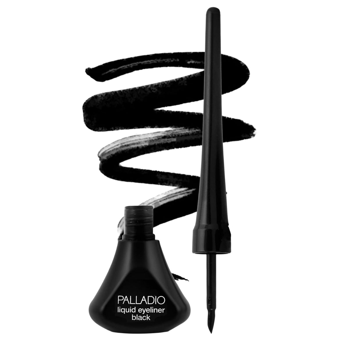 Palladio liquid eyeliner front packaging showing sleek black tube and label benefits