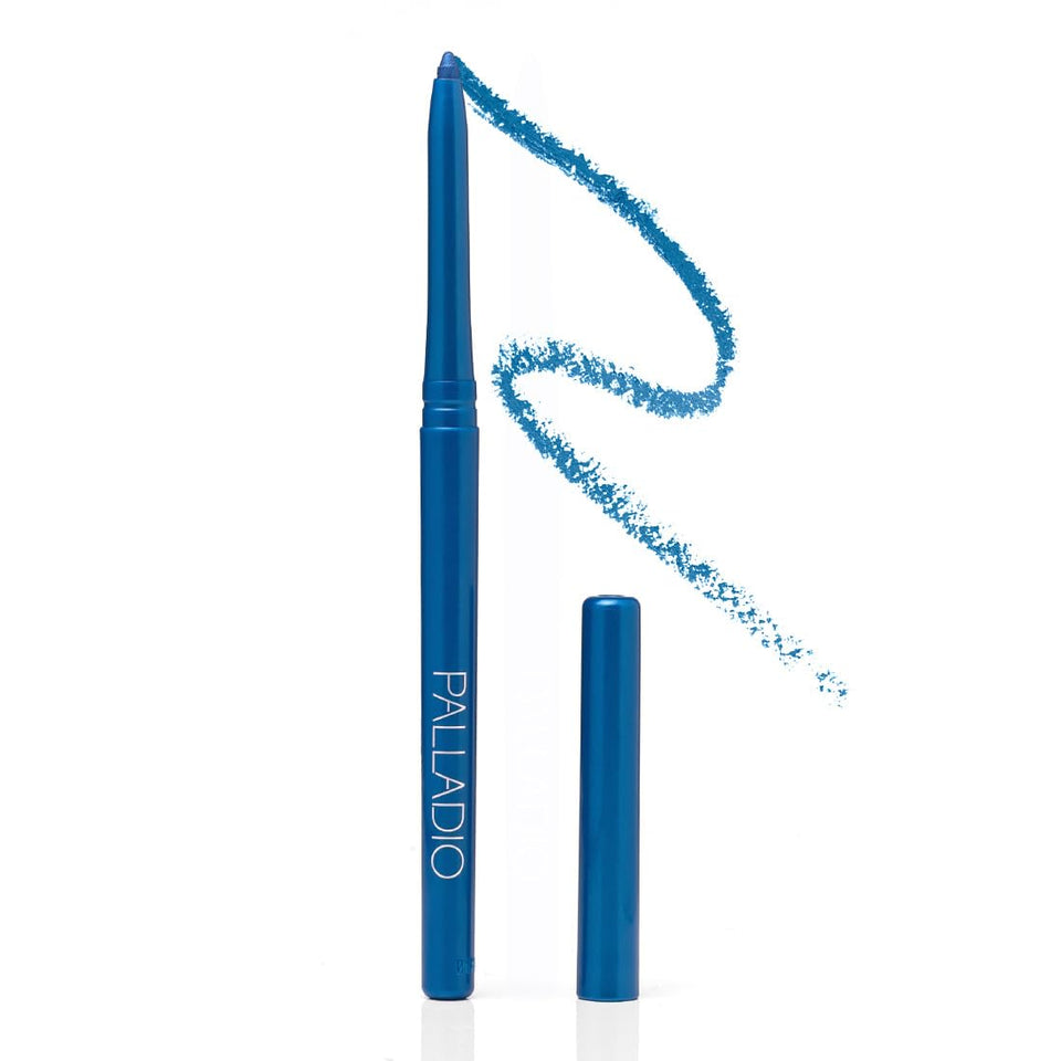 Palladio front packaging showing ocean blue eyeliner and benefits