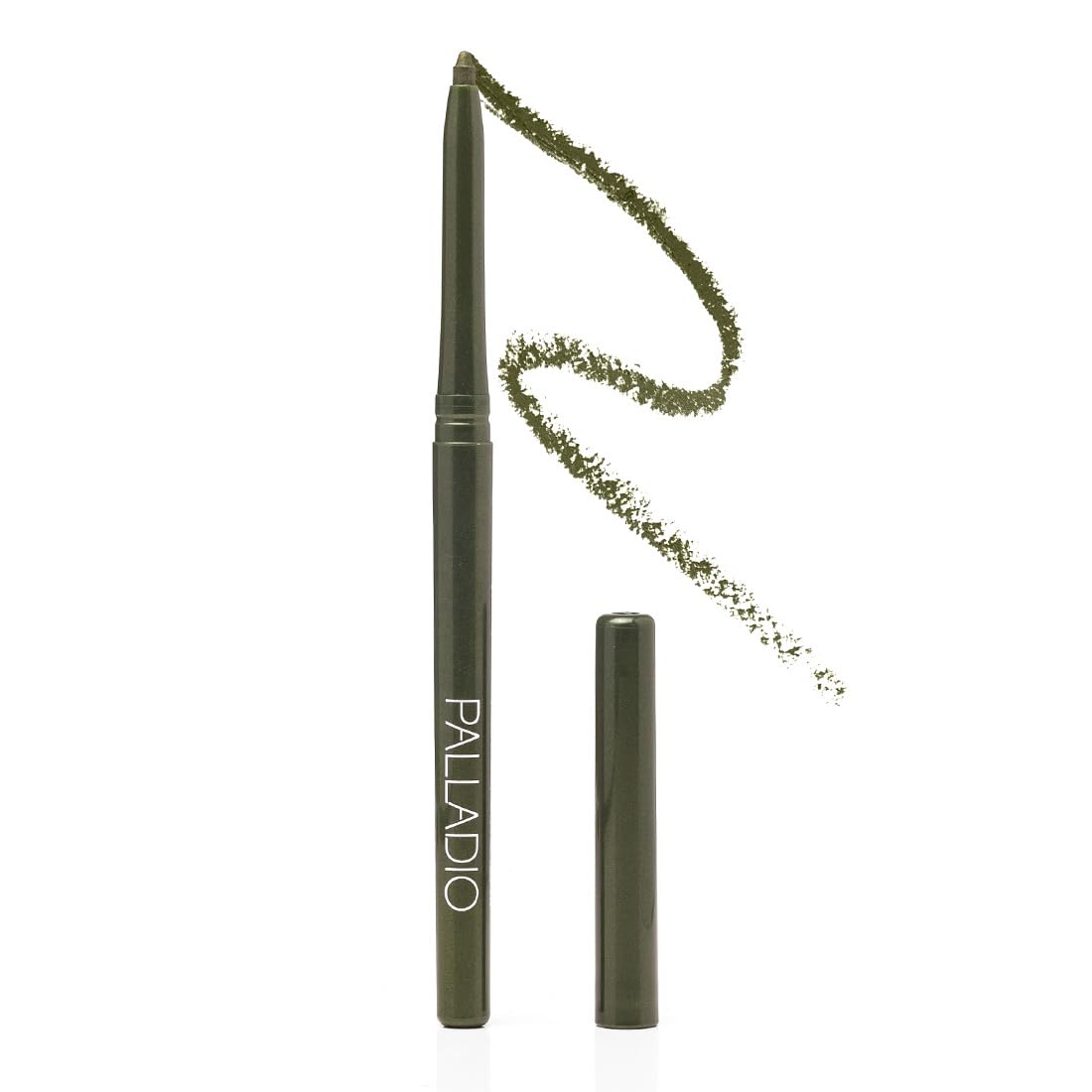 Palladio front packaging showing olive retractable eyeliner and benefits