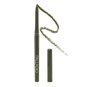 Palladio front packaging showing olive retractable eyeliner and benefits