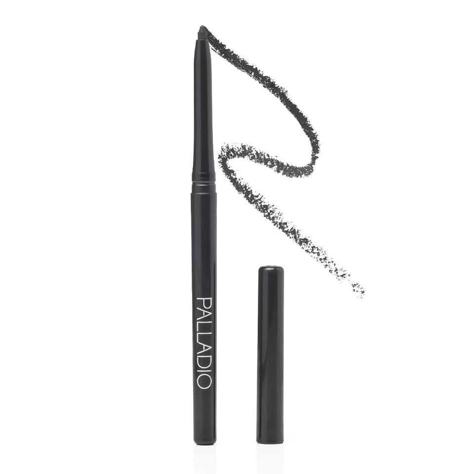 Palladio retractable eyeliner front packaging showing slim tube benefit