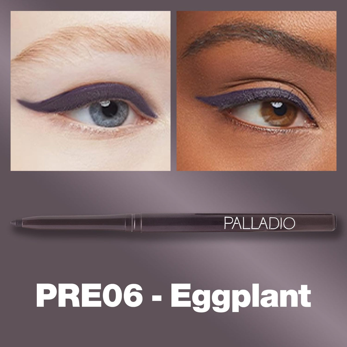 Palladio eyeliner twist mechanism close-up showing easy sharpening-free application