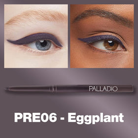 Palladio eyeliner twist mechanism close-up showing easy sharpening-free application