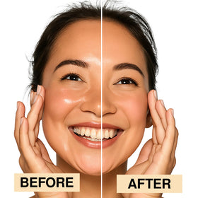Palladio user blotting cheek demonstrating instant shine removal benefit