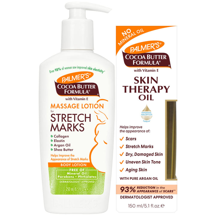 Palmer's bundle front packaging showing both lotion and oil, promotes hydration