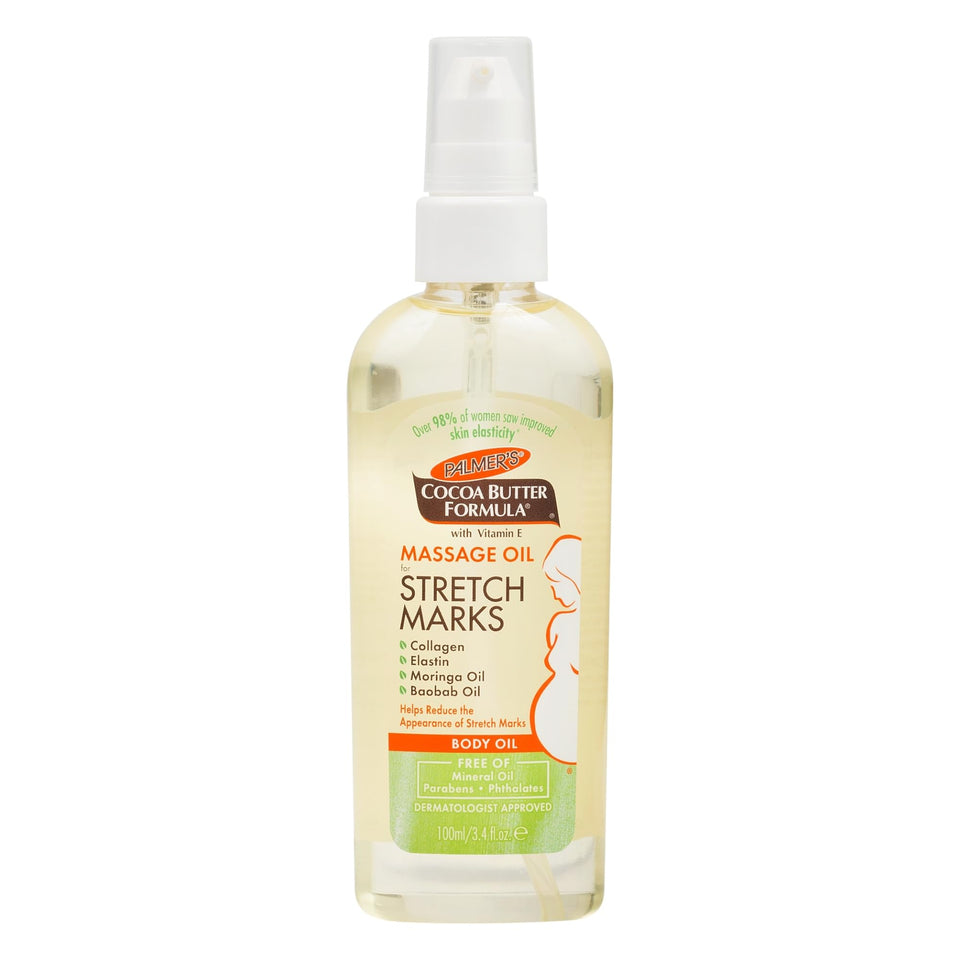 Palmer's bottle front view showing label and compact 3.4 oz size benefit