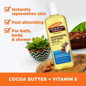 Close-up oil pour highlighting Palmer's smooth texture for fast absorption