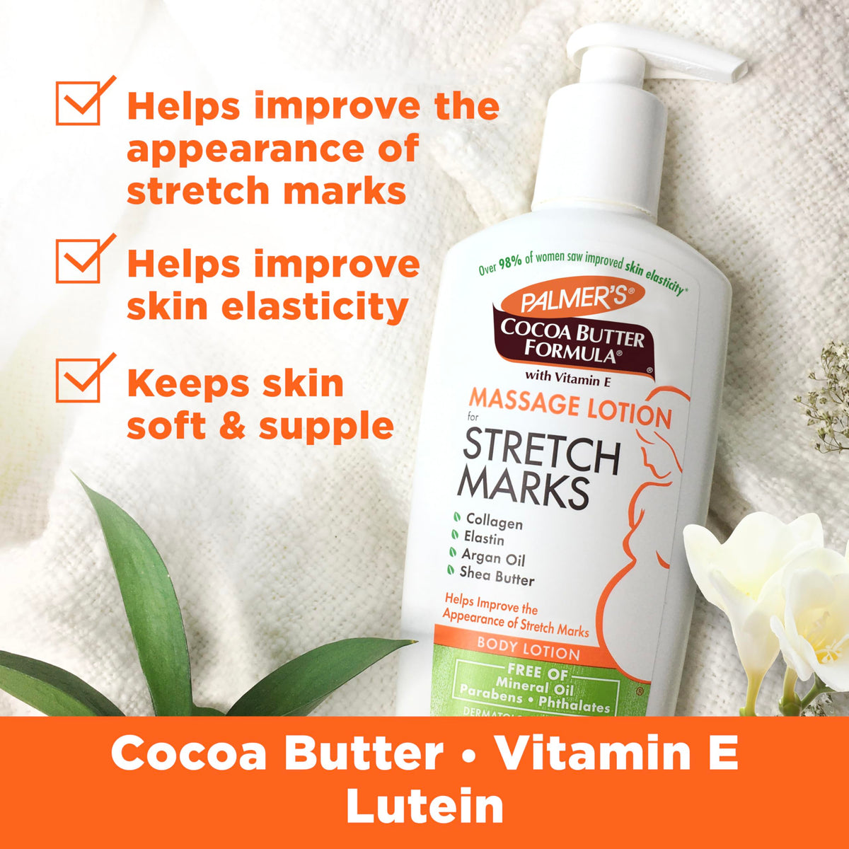 Palmer's creamy lotion texture close-up demonstrating rich hydration