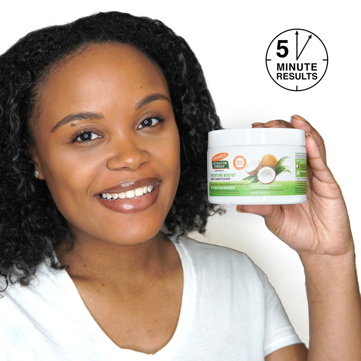 Palmer's before and after hair strands showing improved smoothness and shine