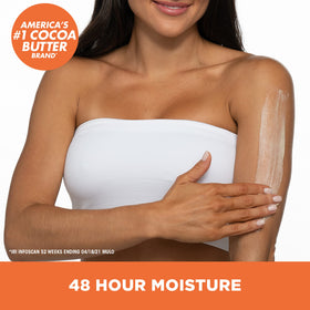 Palmer's creamy lotion texture close-up, rich cocoa butter moisturizing