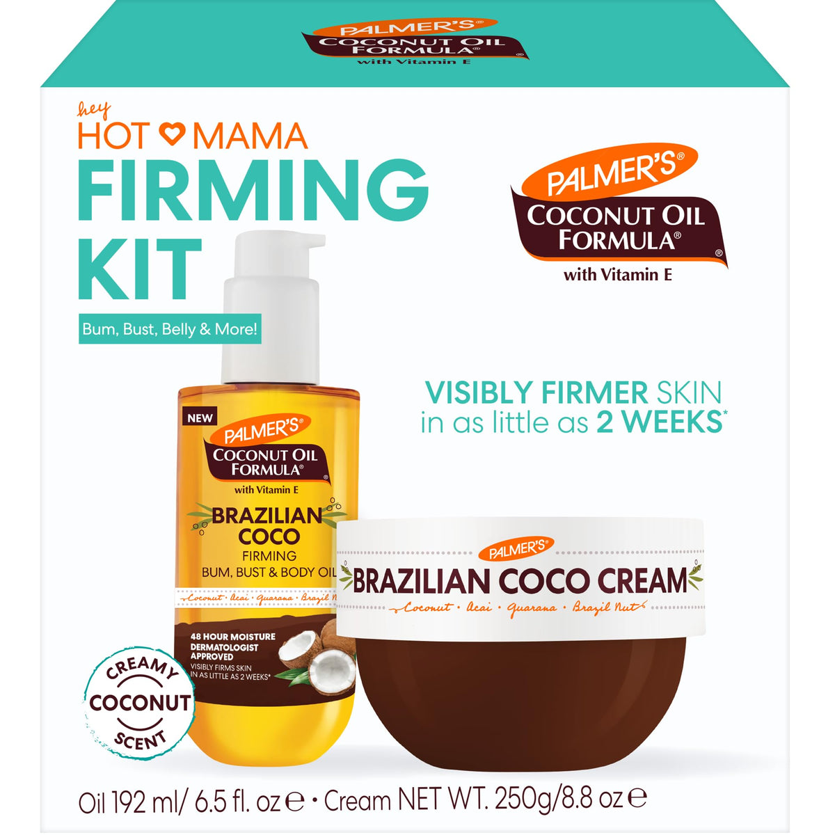 Palmer's front packaging of Hot Mama kit showing duo and benefits
