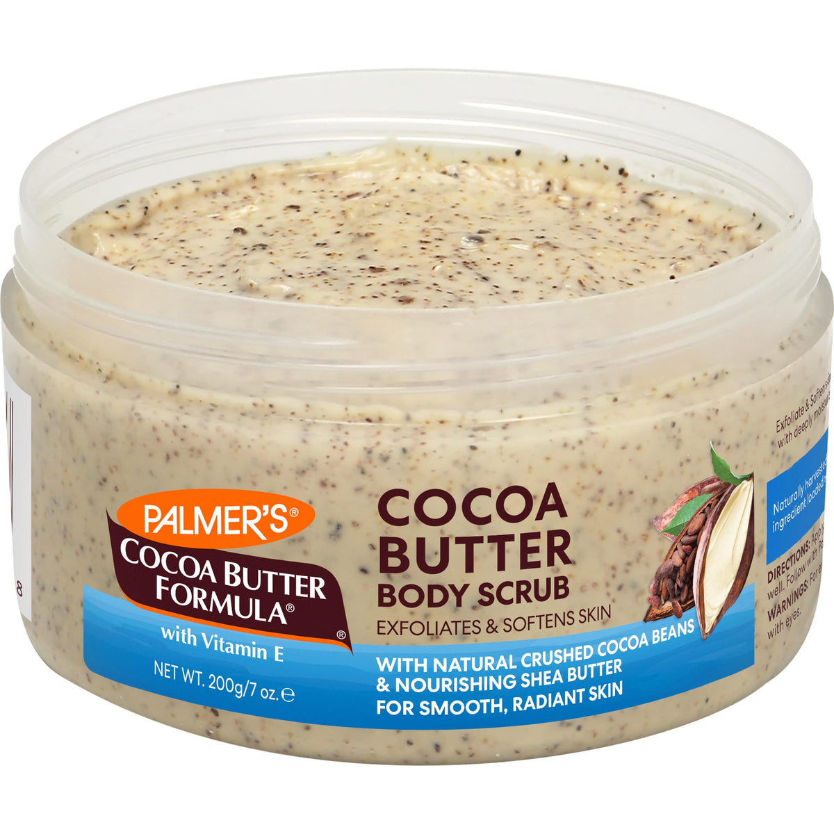 Palmer's scrub applied to elbow in shower, softens rough skin and locks in moisture