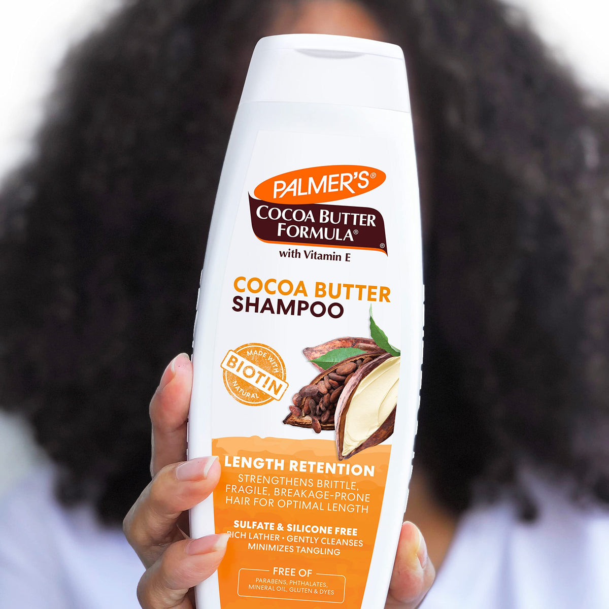 Palmer's shampoo in shower creating gentle lather and cleanse