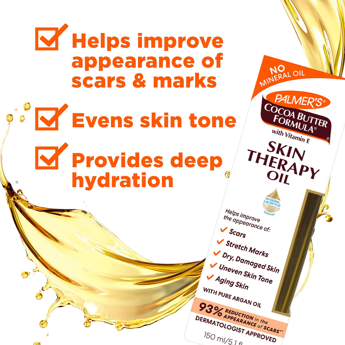Palmer's lotion texture in hand, shows creamy feel and smooth moisturizing benefit
