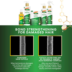 Close-up of Palmer's product label showing amino bonding ingredients