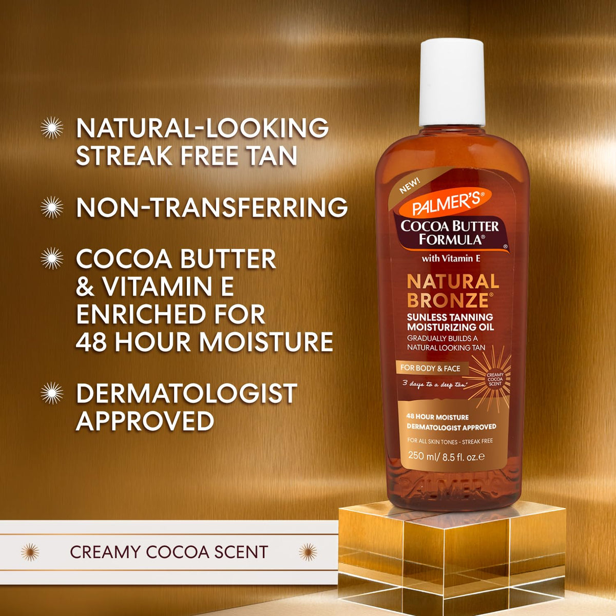 Palmer's applied to face demonstrating gradual, even facial bronzing