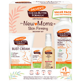 Palmer's new moms set front packaging showing all four postpartum products and benefits