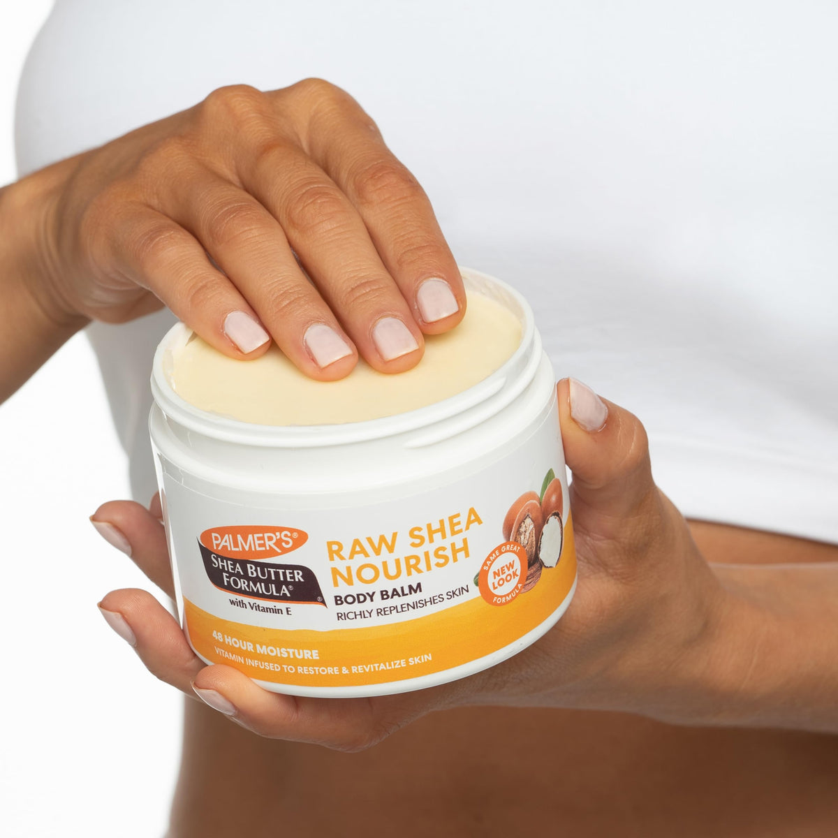 Palmer's applied to elbow highlighting targeted rough-area relief and smoother skin