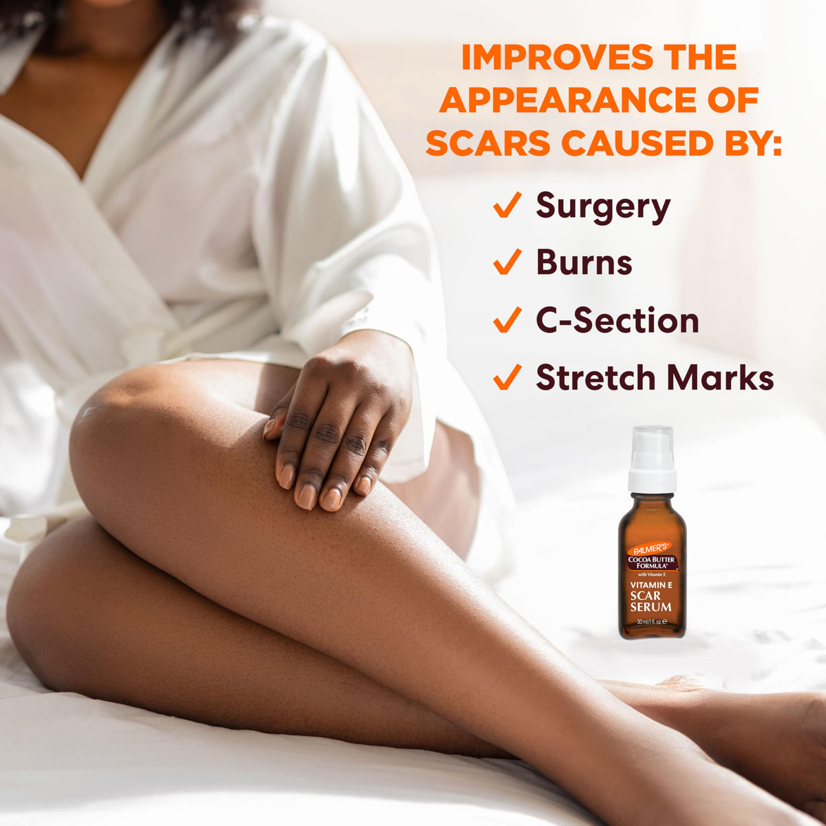 Palmer's oil texture spread on skin, highlights hydration and quick absorption benefit