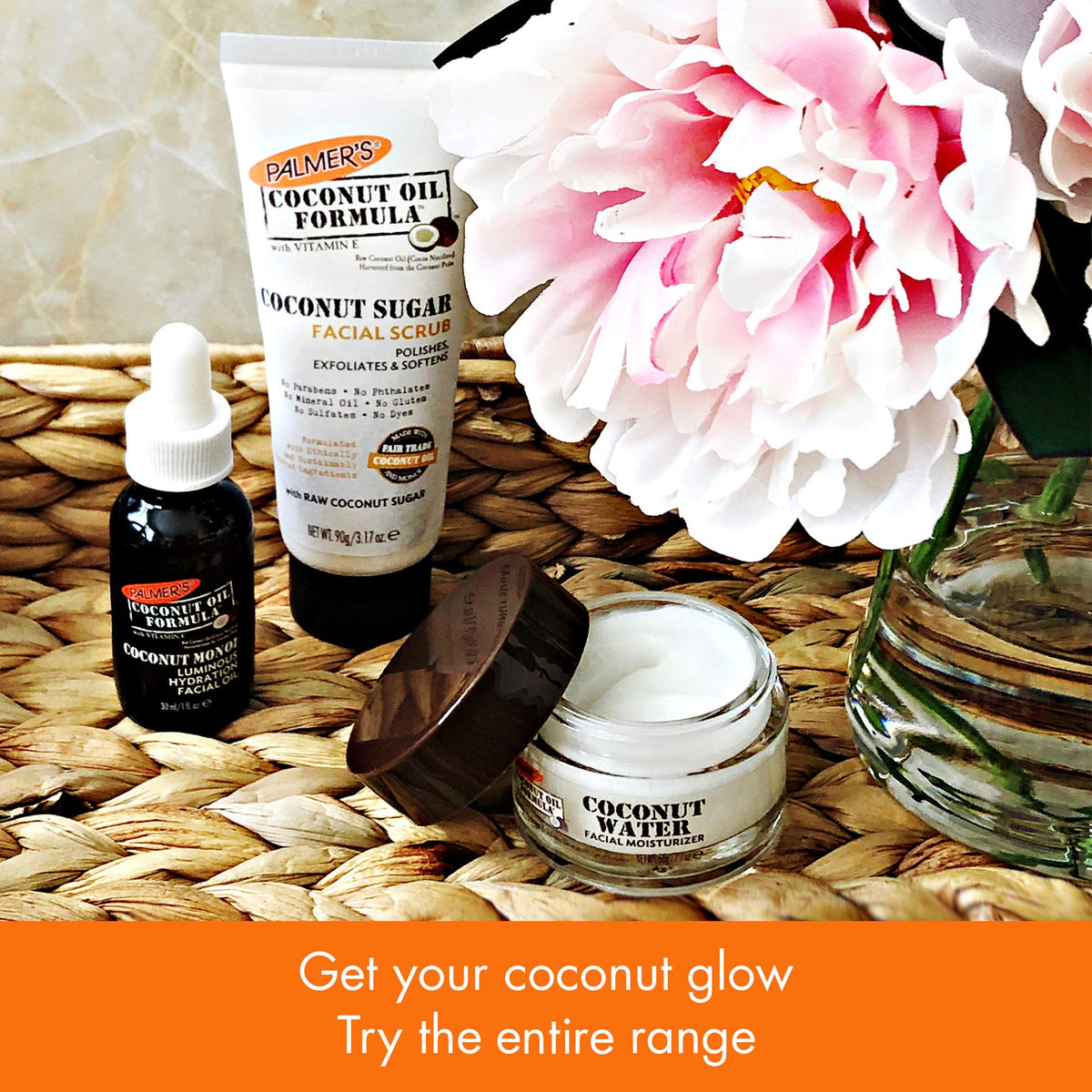 Palmer's scrub on bathroom vanity styled to show routine-friendly, moisturizing result