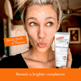 Palmer's close-up sugar scrub texture highlighting coconut sugar exfoliation benefit