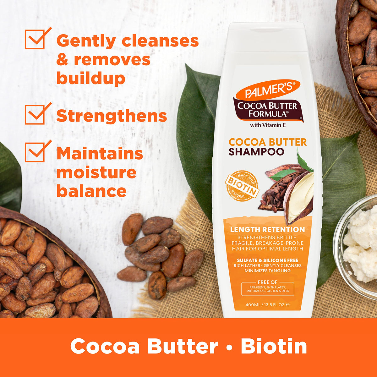 Palmer's creamy shampoo texture demonstrating smooth lather