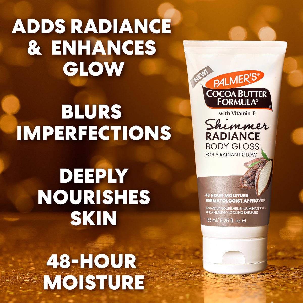 Palmer's applied on forearm demonstrating instant luminous finish