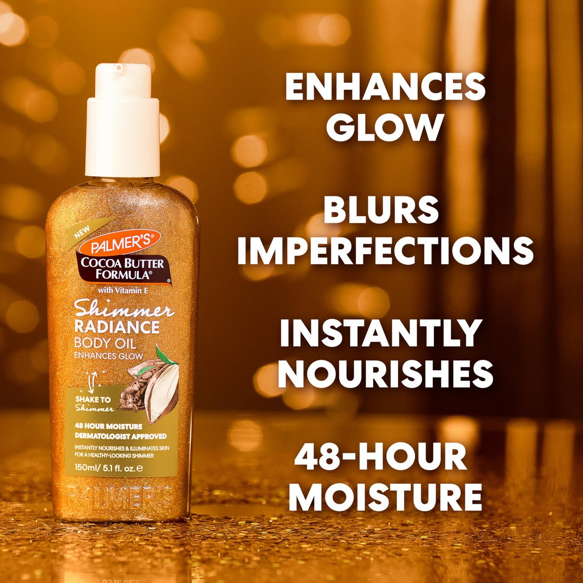 Palmer's oil being smoothed on an arm to show instant glow and hydration