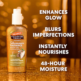 Palmer's oil being smoothed on an arm to show instant glow and hydration