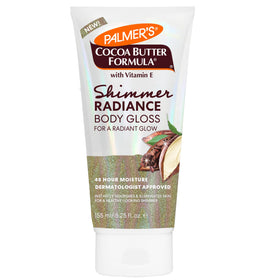 Palmer's front packaging showing bottle and shimmer finish benefit glow