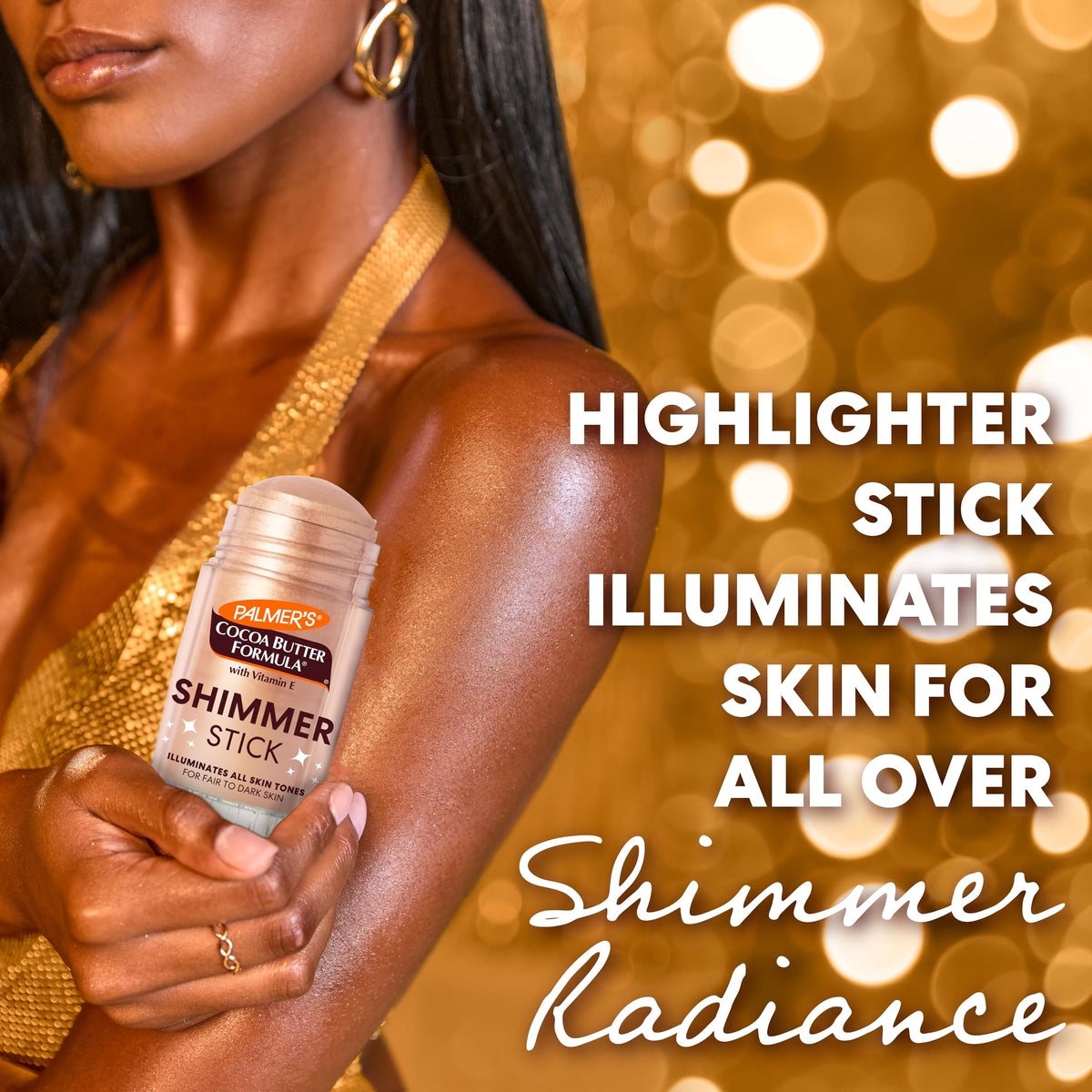 Palmer's shimmer stick creamy texture close-up highlighting smooth application