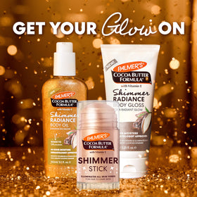 Palmer's shimmer stick pictured with other Palmer's body products lifestyle