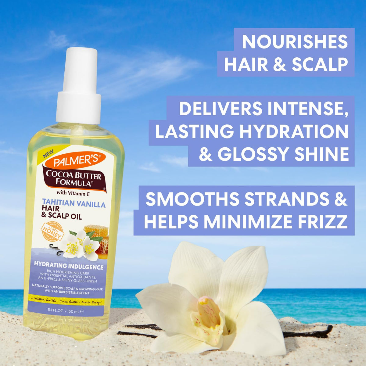 Palmer's oil pour close-up highlighting smooth texture and lightweight absorption benefit