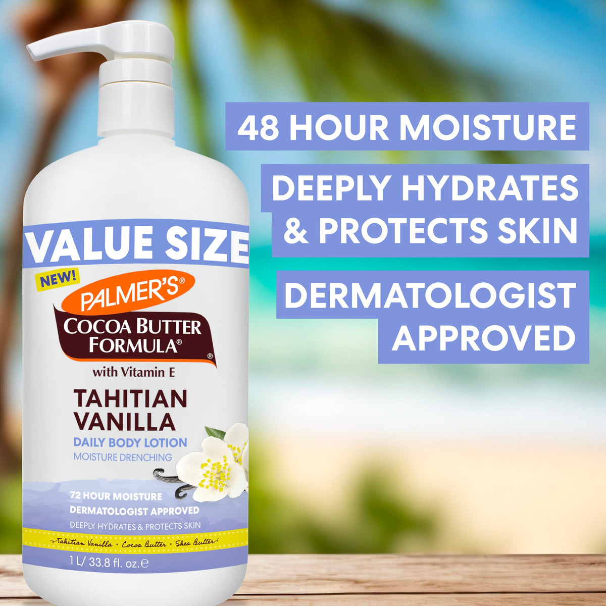 Palmer's lotion texture close-up displaying creamy, fast-absorbing consistency