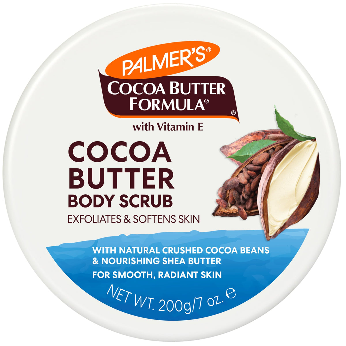 Palmer's close-up texture of crushed cocoa beans and buttery base, exfoliates gently