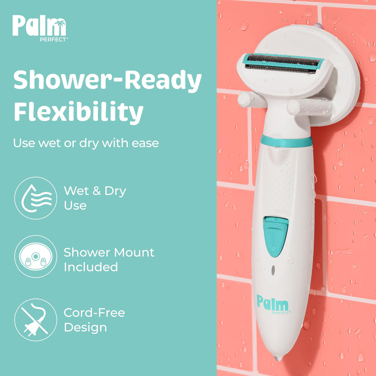 palmperfect shower mount installed keeping the shaver organized and quick to reach