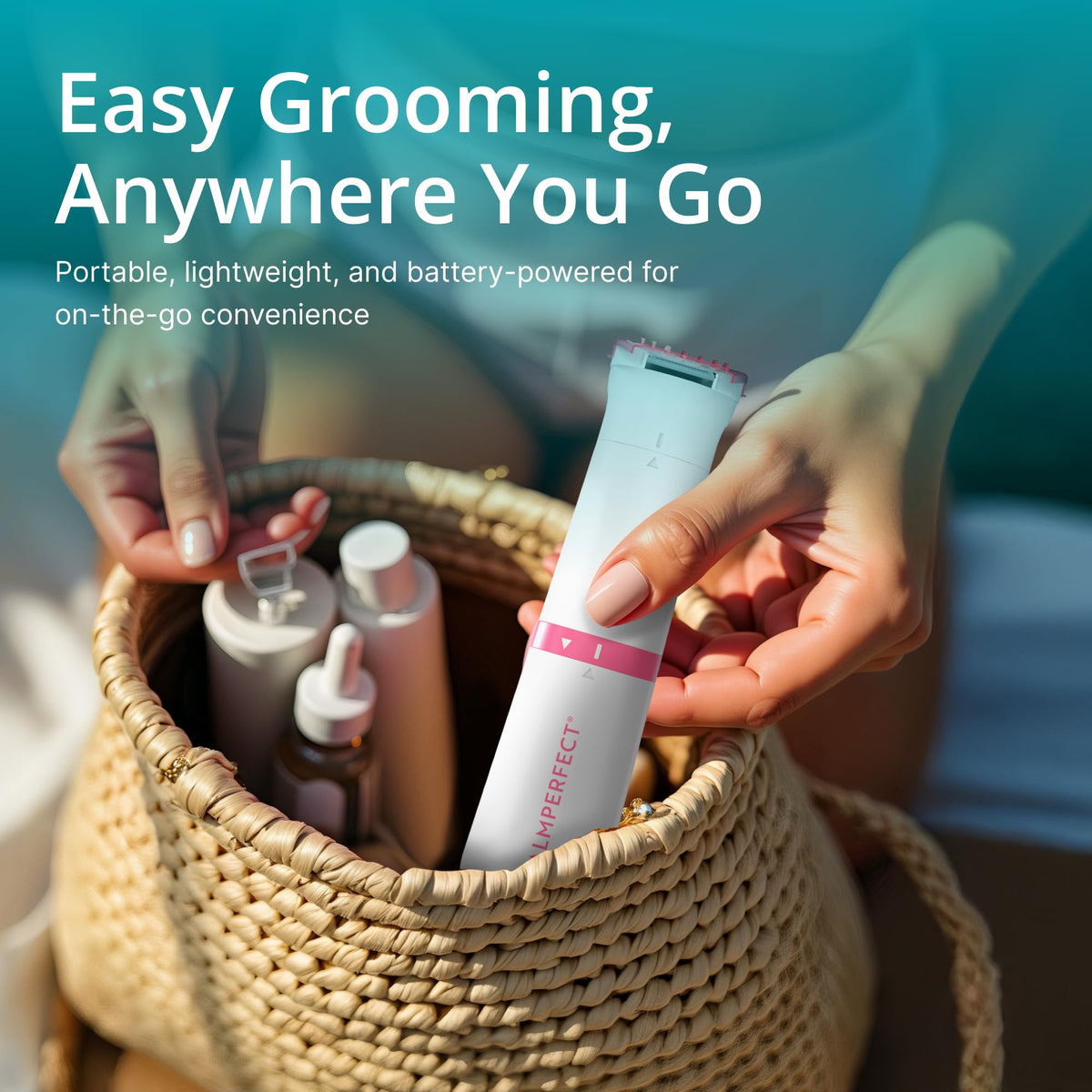 palmperfect with safety cap and brush for easy cleaning and storage