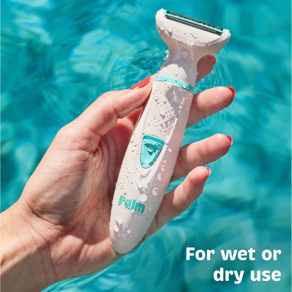 palmperfect wet use under running water illustrating waterproof design and easy rinsing