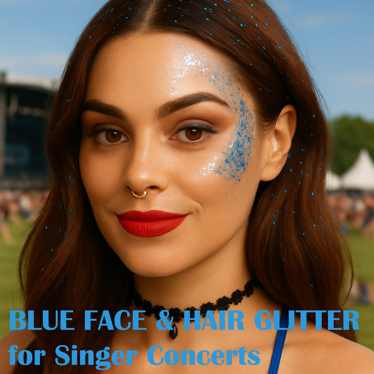 paminify application on cheek demonstrating even coverage and festival-ready shine benefit