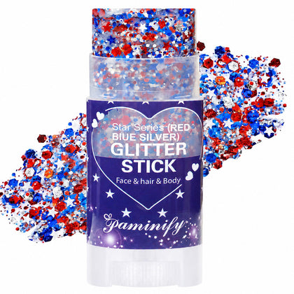 paminify front packaging glitter stick showing patriotic design and convenience
