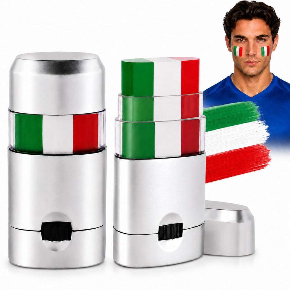 paminify front packaging showing two flag face paint sticks and labels for quick identification